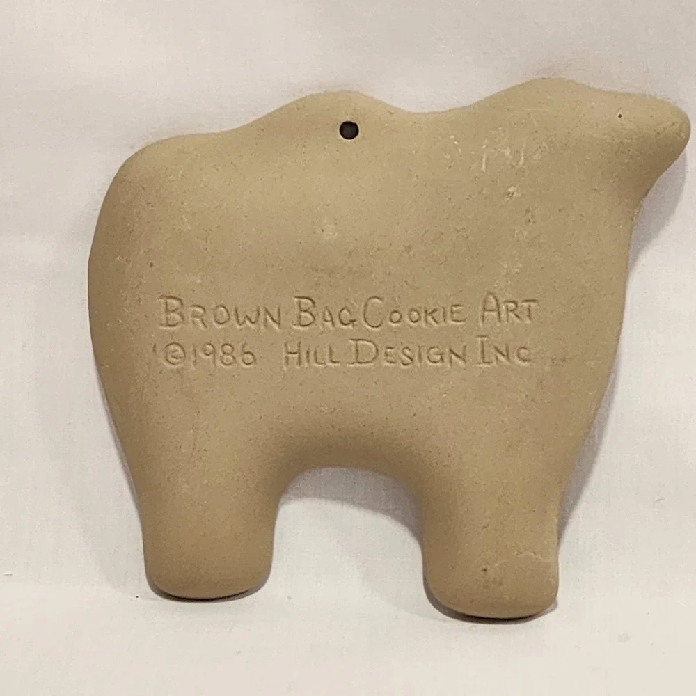 Brown Bag Cookie Art Cow Stoneware Cookie Mold 1985 Vintage Farmhouse Decor